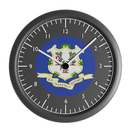 Wall clock with the flag of Connecticut  3D Icon