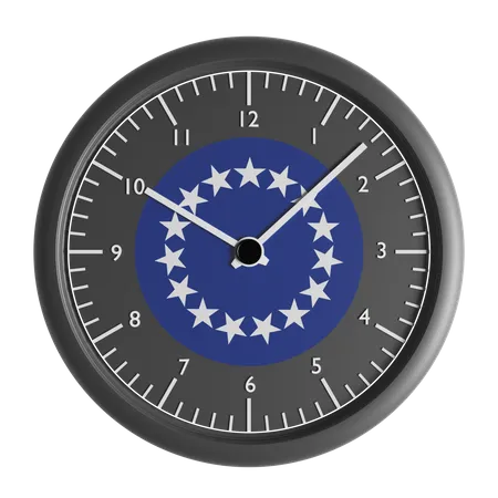 Wall clock with the flag of Cook Islands  3D Icon