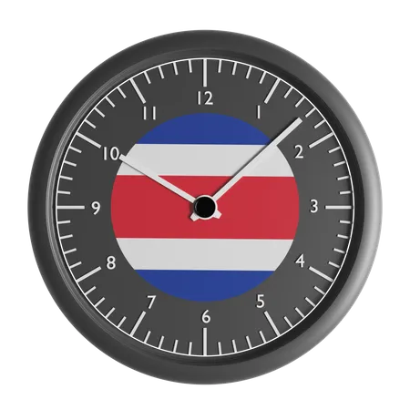 Wall clock with the flag of Costa Rica  3D Icon