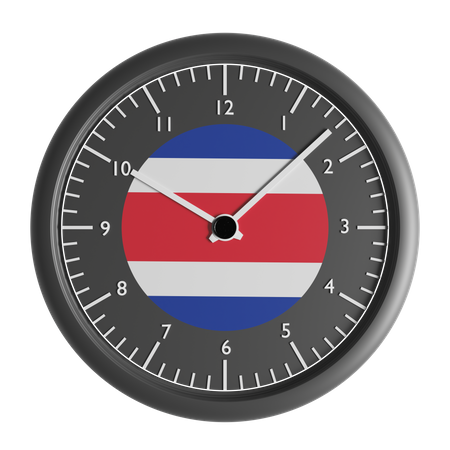 Wall clock with the flag of Costa Rica  3D Icon