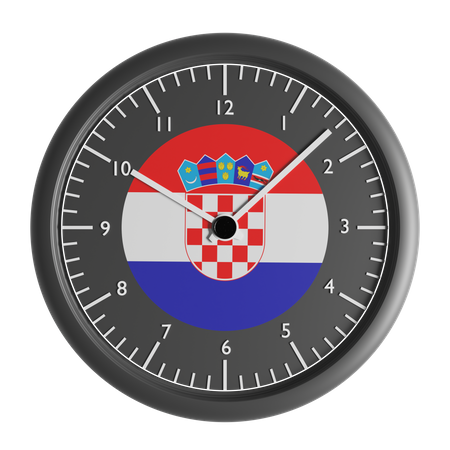 Wall clock with the flag of Croatia 3D Icon