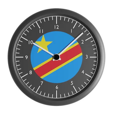 Wall clock with the flag of Democratic Republic of Congo  3D Icon