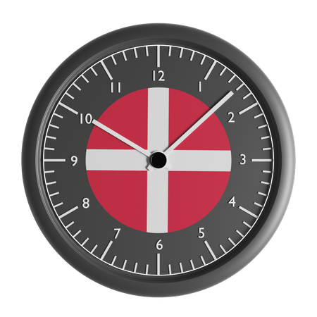 Wall clock with the flag of Denmark  3D Icon