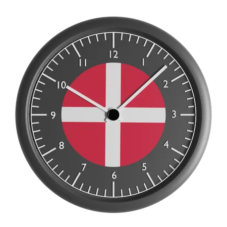 Wall clock with the flag of Denmark  3D Icon