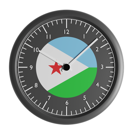 Wall clock with the flag of Djibouti  3D Icon