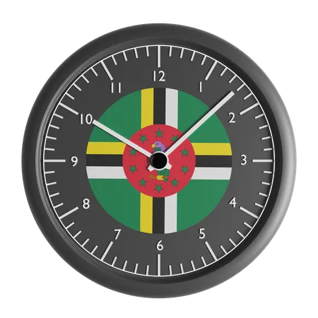 Wall clock with the flag of Dominica  3D Icon