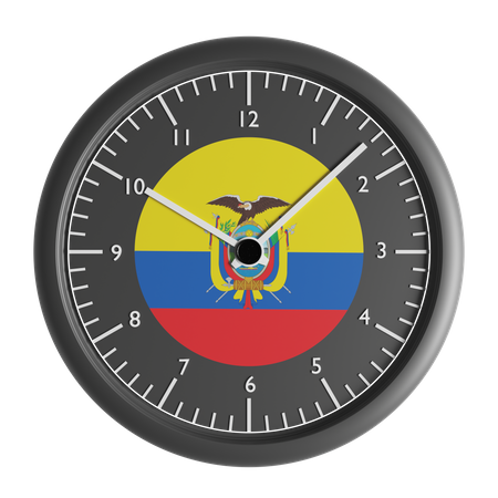 Wall clock with the flag of Ecuador  3D Icon