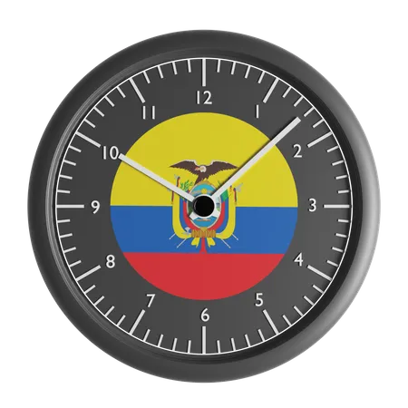 Wall clock with the flag of Ecuador  3D Icon