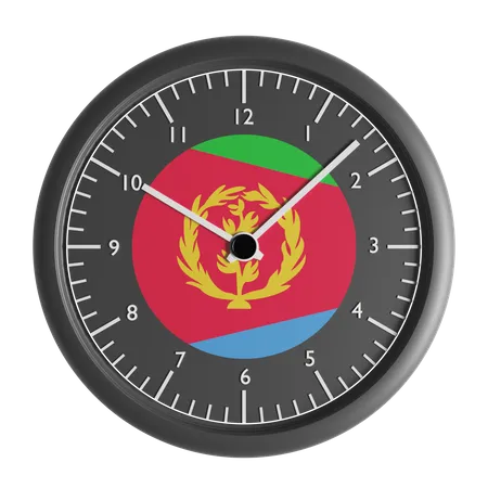 Wall clock with the flag of Eritrea  3D Icon