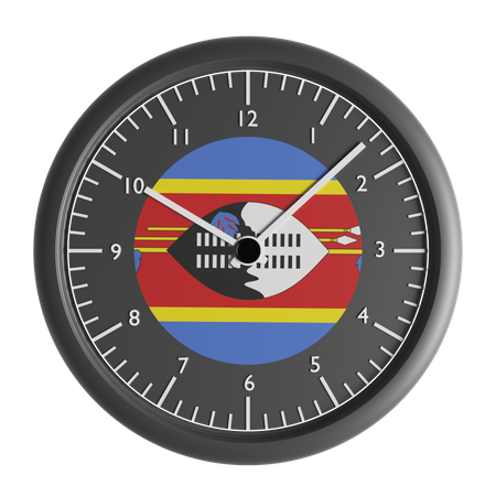 Wall clock with the flag of Eswatini  3D Icon