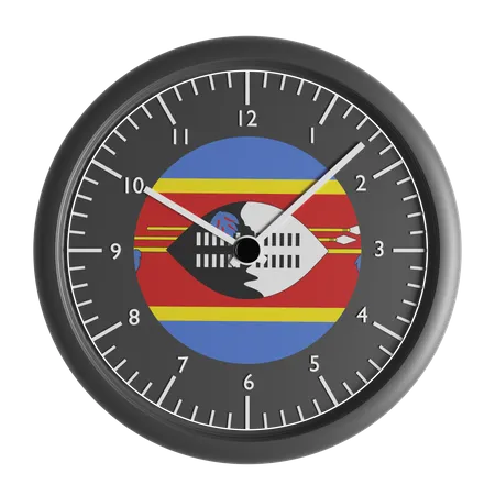 Wall clock with the flag of Eswatini  3D Icon