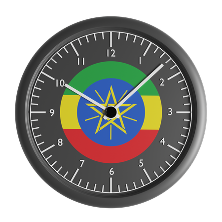 Wall clock with the flag of Ethiopia  3D Icon