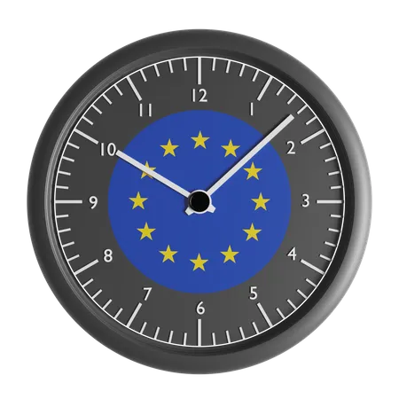 Wall clock with the flag of European Union  3D Icon