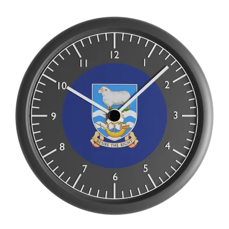 Wall clock with the flag of Falkland Islands  3D Icon