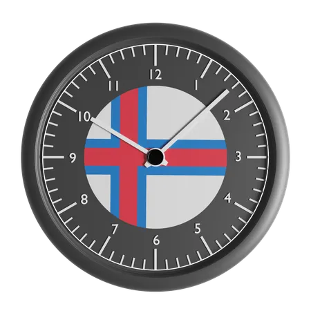 Wall clock with the flag of Faroe Islands  3D Icon