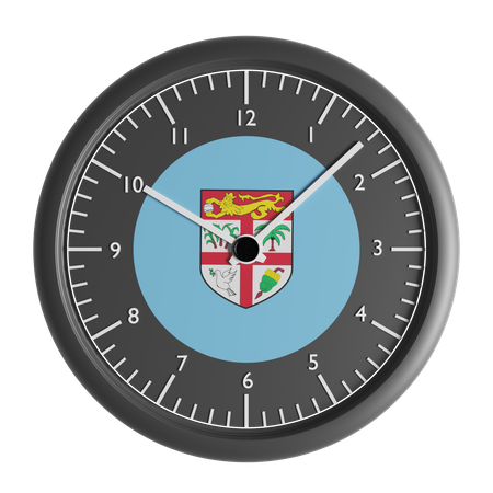 Wall clock with the flag of Fiji  3D Icon