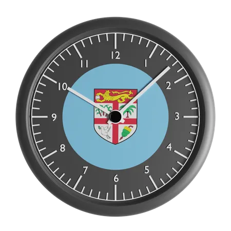 Wall clock with the flag of Fiji  3D Icon