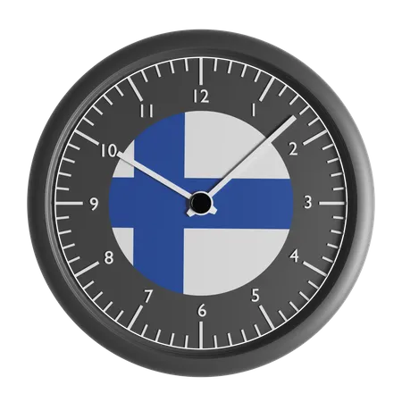 Wall clock with the flag of Finland  3D Icon