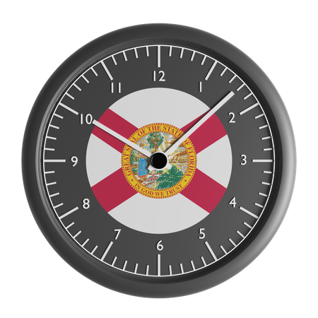 Wall clock with the flag of Florida  3D Icon