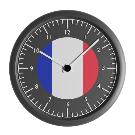 Wall clock with the flag of France  3D Icon