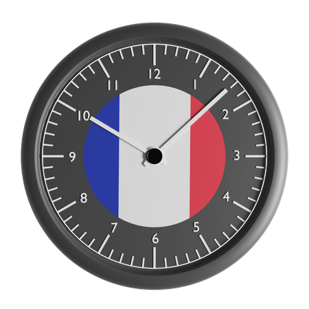 Wall clock with the flag of France  3D Icon
