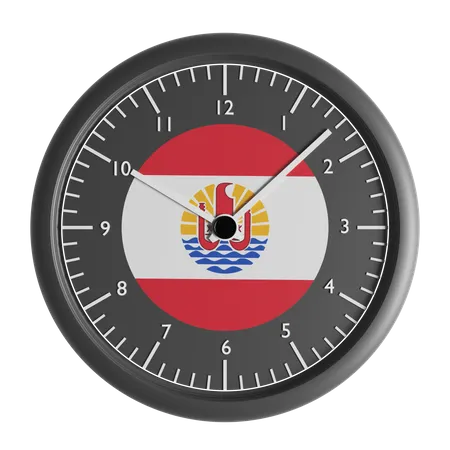 Wall clock with the flag of French Polynesia  3D Icon