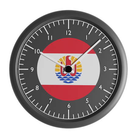 Wall clock with the flag of French Polynesia  3D Icon