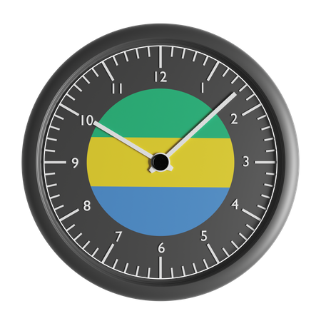 Wall clock with the flag of Gabon  3D Icon