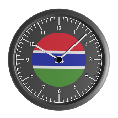 Wall clock with the flag of Gambia  3D Icon