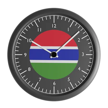 Wall clock with the flag of Gambia  3D Icon