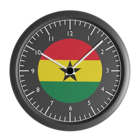 Wall clock with the flag of Ghana  3D Icon