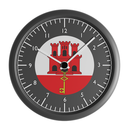 Wall clock with the flag of Gibraltar  3D Icon