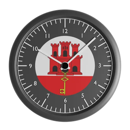 Wall clock with the flag of Gibraltar  3D Icon