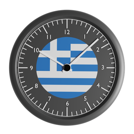 Wall clock with the flag of Greece  3D Icon