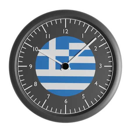 Wall clock with the flag of Greece  3D Icon