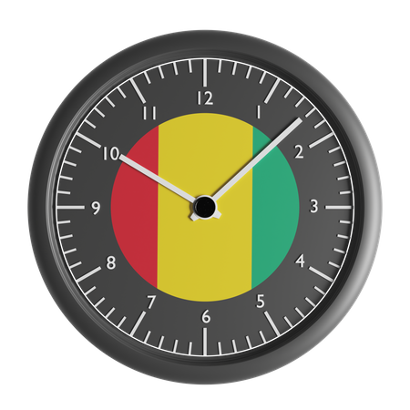 Wall clock with the flag of Guinea  3D Icon