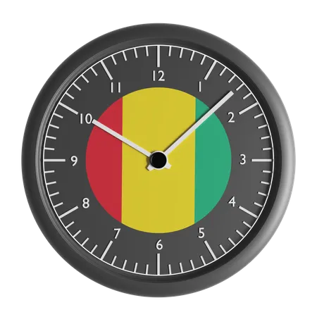 Wall clock with the flag of Guinea  3D Icon