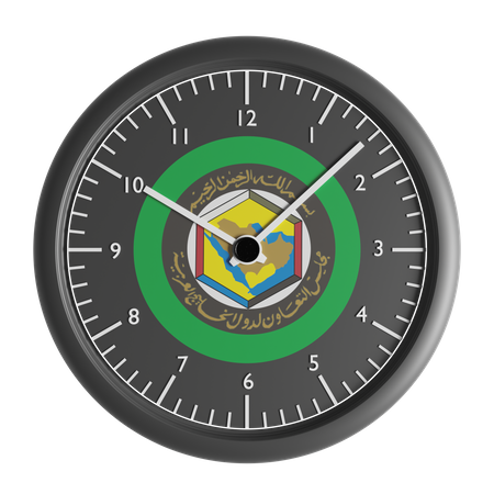 Wall clock with the flag of Gulf Cooperation Council  3D Icon