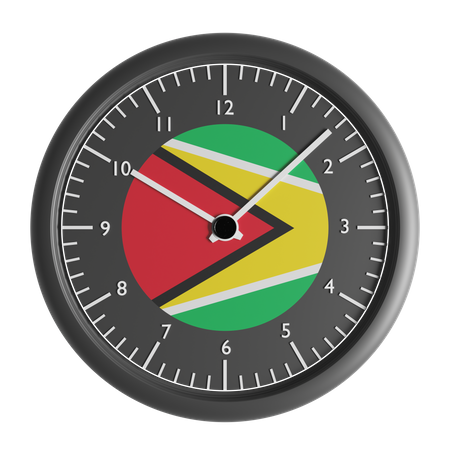 Wall clock with the flag of Guyana  3D Icon