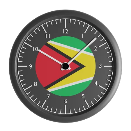 Wall clock with the flag of Guyana  3D Icon