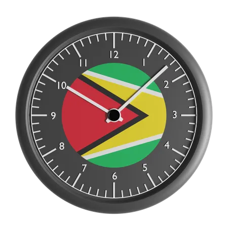 Wall clock with the flag of Guyana 3D Icon