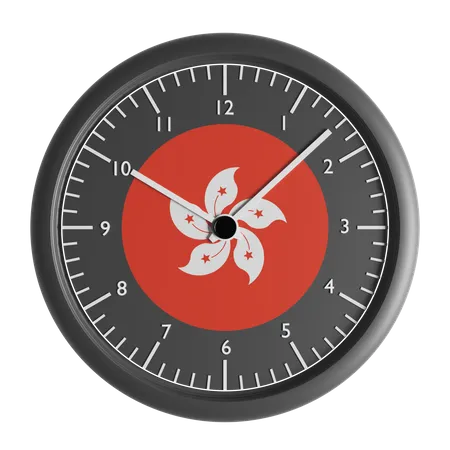 Wall clock with the flag of Hong Kong  3D Icon