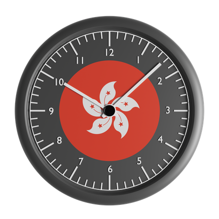 Wall clock with the flag of Hong Kong 3D Icon