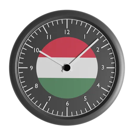 Wall clock with the flag of Hungary  3D Icon