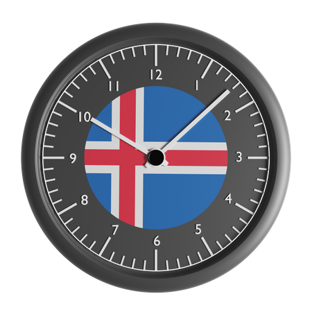 Wall clock with the flag of Iceland  3D Icon