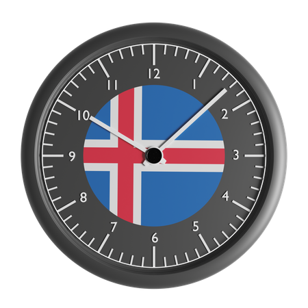 Wall clock with the flag of Iceland  3D Icon