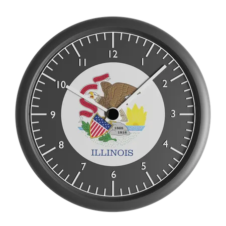 Wall clock with the flag of Illinois  3D Icon