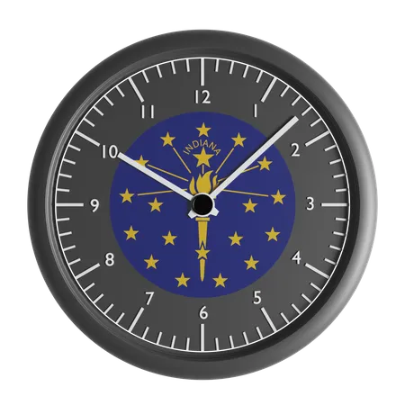 Wall clock with the flag of Indiana 3D Icon