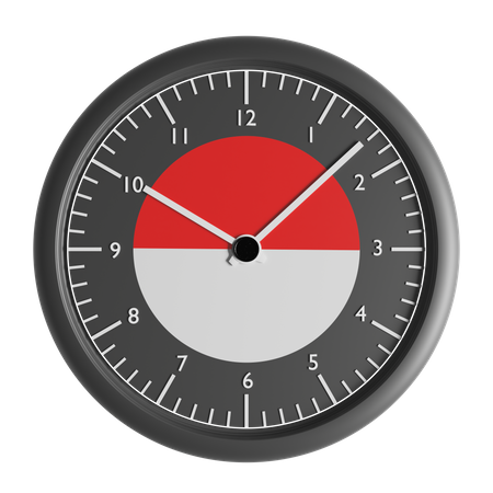 Wall clock with the flag of Indonesia  3D Icon