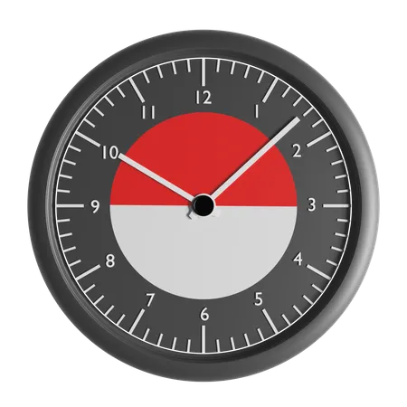 Wall clock with the flag of Indonesia 3D Icon